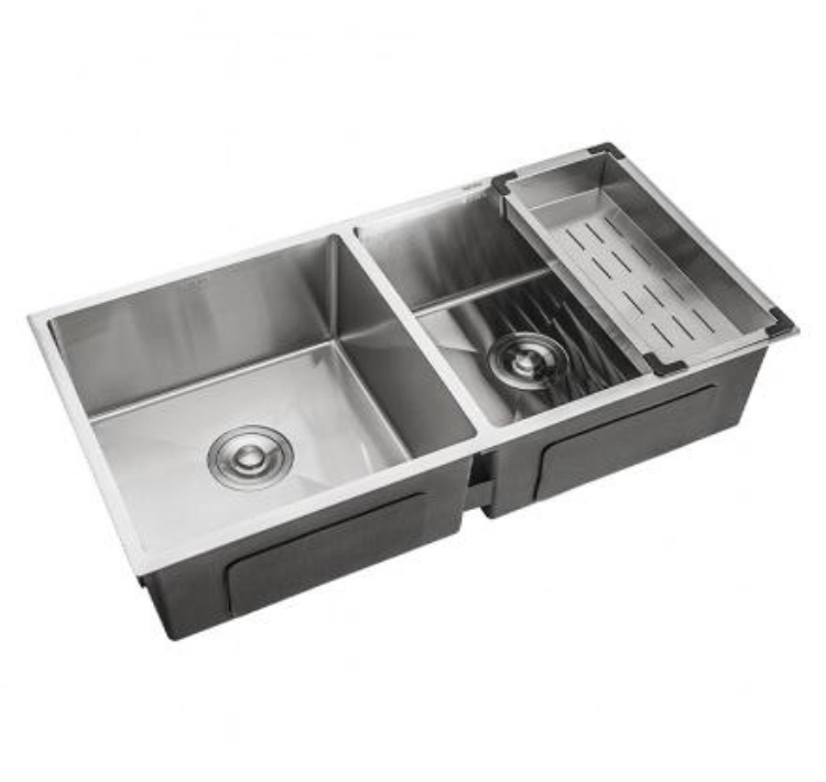 Cuba Dupla para Cozinha Gourmet Aço Inox 304 Tukano 86x44 cm Prata