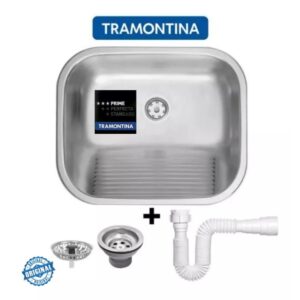 Tanque Grande Tramontina Inox Acetinado 50x40 +válvula+sif