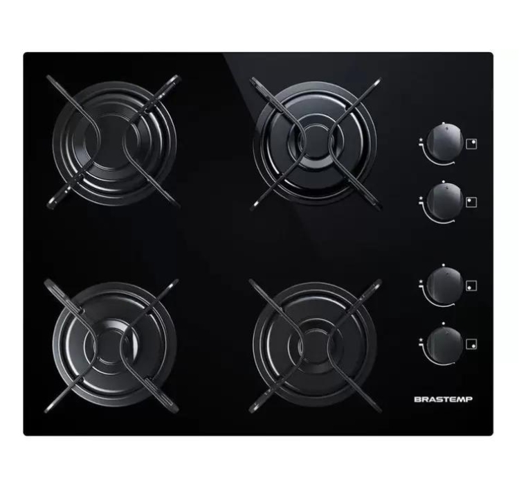 Cooktop 4 Bocas Brastemp Preto a Gás GLP