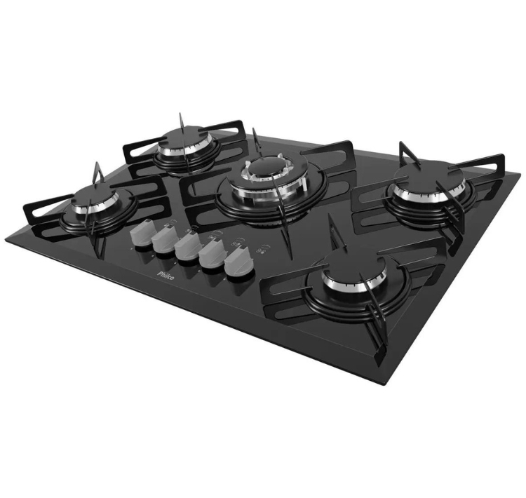 Cooktop 5 Bocas Philco Cook Chef 5 TC à Gás - GLP Preto