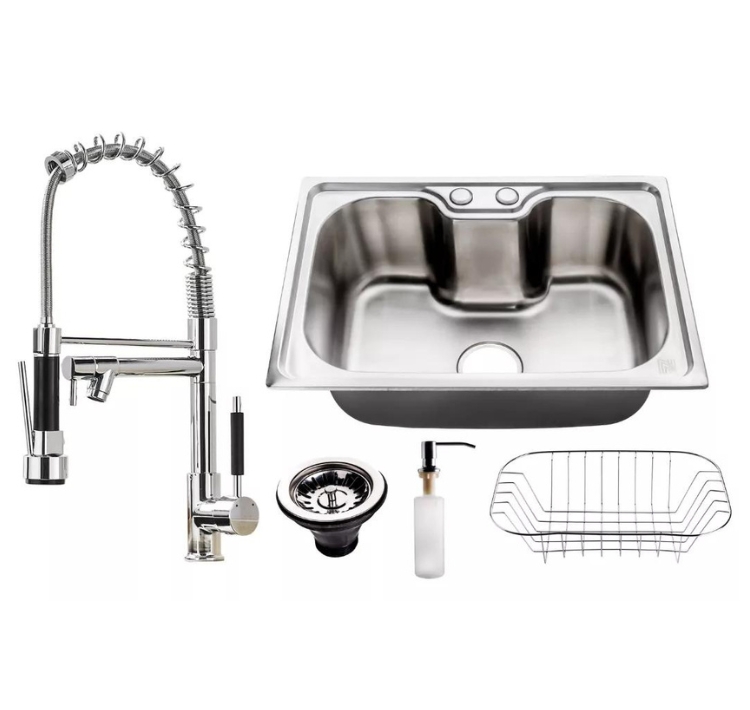 Kit Cuba Aço Inox C_ Torneira Flexível Gourmet Cozinha