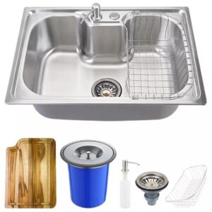 Kit Cuba Cozinha Pia Inox Carajás Tábua + Lixeira