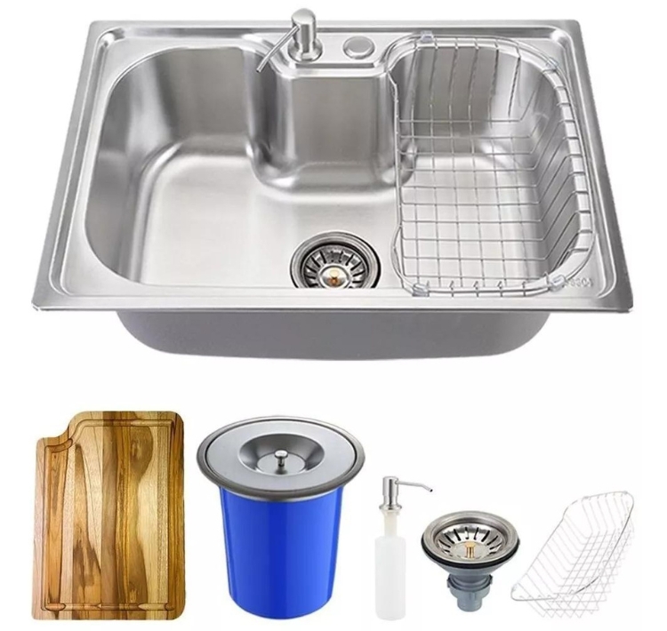 Kit Cuba Cozinha Pia Inox Carajás Tábua + Lixeira