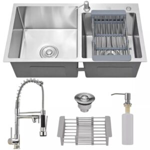 Kit Cuba Dupla aço inox + Torneira Flexível