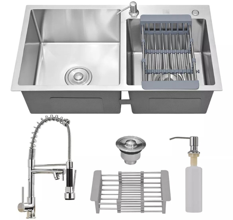 Kit Cuba Dupla aço inox + Torneira Flexível