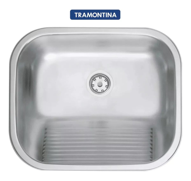Tanque Grande Tramontina Inox Acetinado 50x40 +válvula+sif (2)