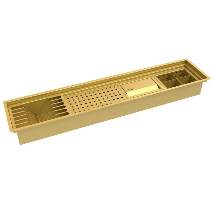 Calha Inox Dourado Úmida 90cm Com Tampa